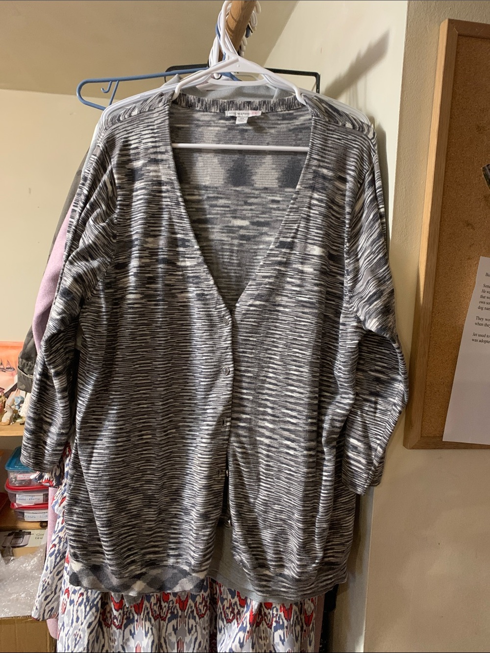 Isaac Mizrahi Space-Dyed Gray Open Cardigan